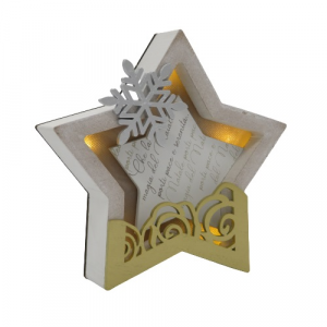 Wald stella di Natale quadretto illuminato oro argento