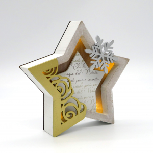 Wald stella di Natale quadretto illuminato oro argento