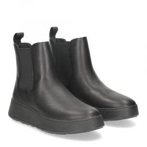 Fitflop F-Mode leather flatform chelsea boots all black