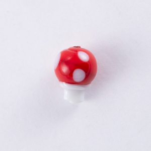 Perla di Murano funghetto. Vetro bianco e rosso