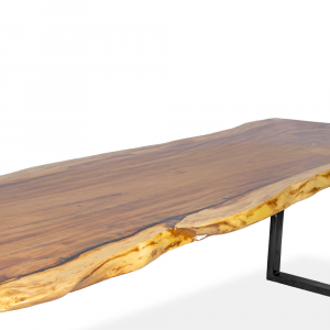 Tavolo in legno di suarn con gamba radica e ferro #CH19