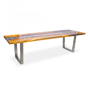  Tavolo #CH21 in legno di suarn top resina con gamba in acciaio #1237ID8500