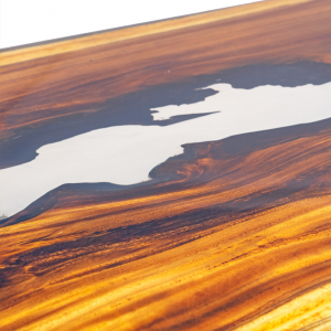  Tavolo #CH21 in legno di suarn top resina con gamba in acciaio #1237ID8500