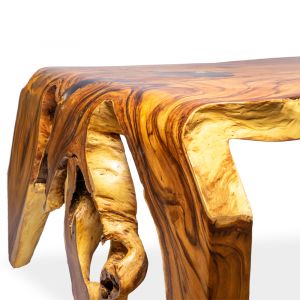 Tavolo in legno di suarn con resina gamba radica e ferro #CH47