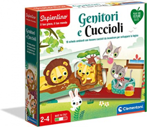 Clementoni - Sapientino-Genitori e Cuccioli, Gioco educativo Bambini 2 Anni-flashcard Animali-Play f