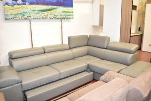 Sofa Aus Echtem Leder Leder Farbe Grau Irland Mit Bett Container Und Puff Neu