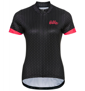 Odlo - STAND/UP COLLAR S/S FULL ZIP ESSENTIAL O BLACK / PARADISE PINK