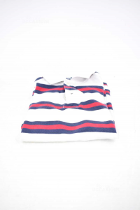 T-shirt Baby Polo Ralph Lauren White Lines Red And Blue Size 7