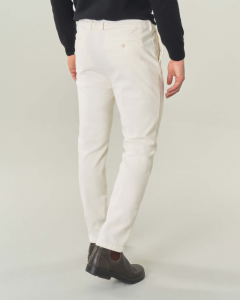 Pantalone chino bianco in velluto millerighe di cotone stretch