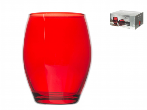Confezione 6 Bicchieri Montecarlo In Vetro Rosso Cl39