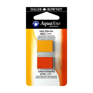 003 aquafine watercolour 2 x 1/2 godet giallo indiano/cadmio arancio
