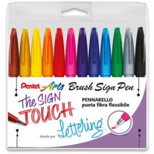pentel brush sign pen set 12 colori set 2