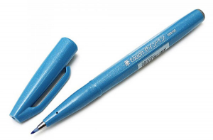 pentel fude touch brush sign pen AZZURRO punta fibra a pennello