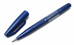 pentel fude touch brush sign pen BLU BLACK punta fibra a pennello