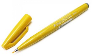 pentel fude touch brush sign pen GIALLO punta fibra a pennello