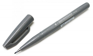 pentel fude touch brush sign pen GRIGIO BLU punta fibra a pennello