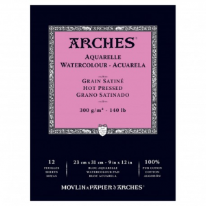 arches 23x31 cm blocco per acquerello 12 fogli 300gr grana satinata 100% cotone