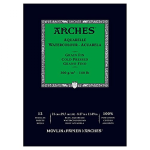 arches A4 blocco per acquerello 12 fogli 300gr grana fina 100% cotone