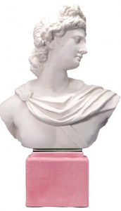 PORCELLANE SBORDONE - Busto Apollo in porcellana bianca e base colorata