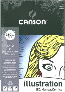 illustration manga A3 blocco 12 fogli 250 gr canson ( illustration bd )