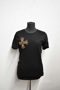 T-shirt Man Intimissimi Size.m Black With Embroidery Cross