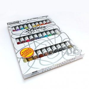 studio acrylics confezione 30 tubi 20ml con pennello omaggio