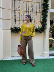 Pantalone Sangria beige e marrone Alessia Santi