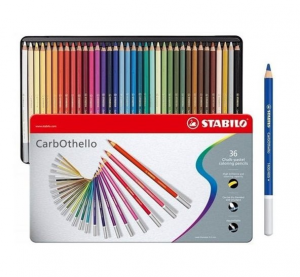carbothello stabilo 36 matite colorate a carboncino scatola metallo
