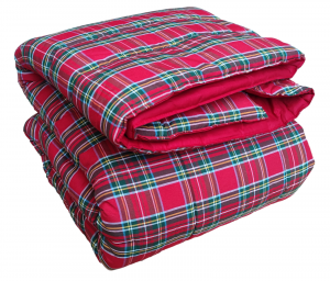 Trapunta PIUMONE Invernale Matrimoniale Velvet Velluto Scozzese Tartan  Rosso Natale