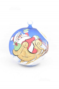 Christmas Snowglobe Glass Depicting Father Christmas Background Blue