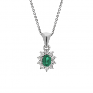 Collana Oro 18kt Smeraldo e Diamanti