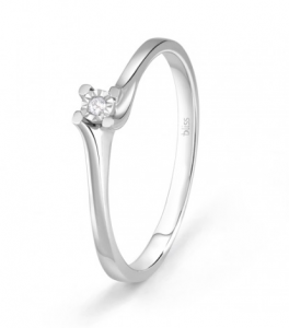 BLISS - Anello di fidanzamento in oro bianco con diamante RUGIADA