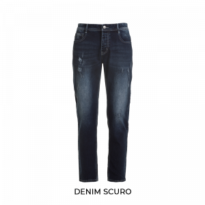 PK 23 Jeans Con Abrasioni Denim Scuro