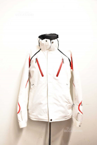 Jacket Ski Woman Descente White Red And Black Sizexl (no Cappuccio)