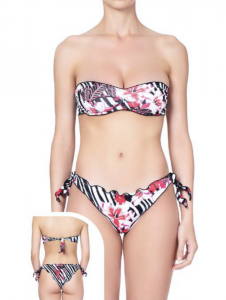 Bikini fascia e slip nodi brasiliano regolabile Frou Frou Striped Effek Taglia M
