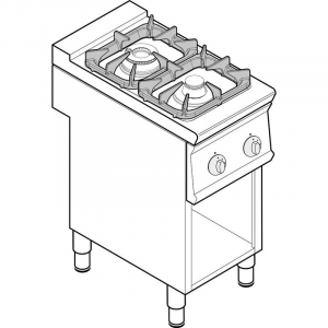 Piano Cottura a Gas Modulare - Mod. PCG4FG7 - Serie 74 - 2 Fuochi - Pot. 10,5 kW - Dim. 40x70x90 cm