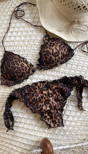 Bikini Triangolo e slip nodi brasiliano regolabile Frou Frou Spotted Effek Taglia LG