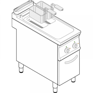 Friggitrice Elettrica Modulare - Mod. FR48FE7 - Serie 74 - 2 Vasche 8+8 Litri con Resistente Rotanti - Pot. 14 kW - Dim. 40x70x90 cm