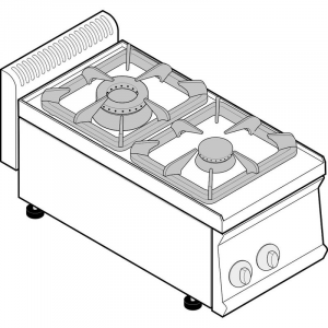 Piano Cottura a Gas da Banco - Mod. PC35G7 - Serie 70 - 2 Fuochi - Pot. kW - Dim. 35x70x28 cm