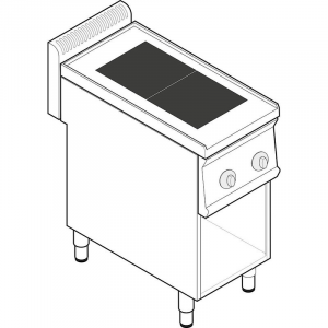 Piano Cottura Elettrico Modulare - Mod. PCU35FE7 - Serie 70 - 2 Piastre - Pot. kW - Dim. 35x70x85 cm