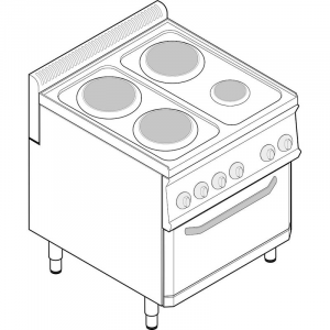Cucina Elettrica con Forno Elettrico Statico Modulare - Mod. PFR70E7 - Serie 70 - 3+1 Piastre - Pot. kW - Dim. 70x70x85 cm