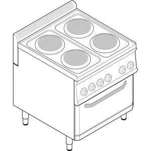 Cucina Elettrica con Forno Elettrico Statico Modulare - Mod. PFR70E7/1 - Serie 70 - 4 Piastre - Pot. kW - Dim. 70x70x85 cm