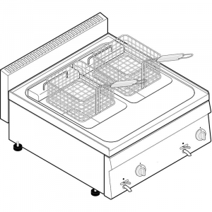 Friggitrice Elettrica da Banco - Mod. FR70E/0 - Serie 65 - 2 Vasche 8+8 Litri con Resistenze Basculanti - Pot. 12 kW - Dim. 70x65x28 cm