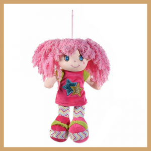 Bambola piccola in stoffa vestitino rosa da appendere