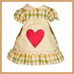 Vestito verde e giallo con cuore My Doll bambola alta 42 cm