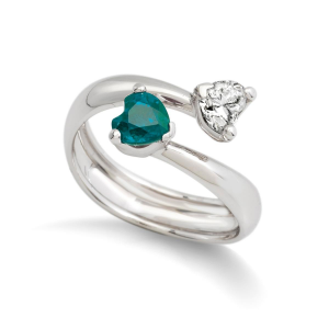 Anello Artlinea 18kt rodiato con diamante e smeraldo AD956/SM
