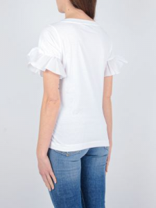 Nenette 33TJ DORY T-shirt donna con stampa paillettes e rouches GLICINE