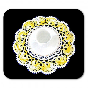 Centrino bianco e giallo sfumato ad uncinetto 22 cm - Crochet by Patty