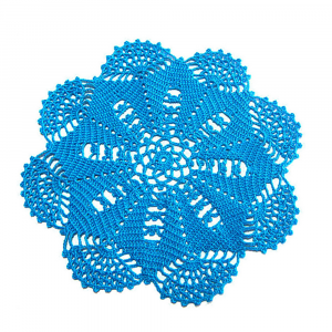 Centrino turchese rotondo ad uncinetto 27 cm - Crochet by Patty