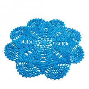 Centrino turchese rotondo ad uncinetto 27 cm - Crochet by Patty